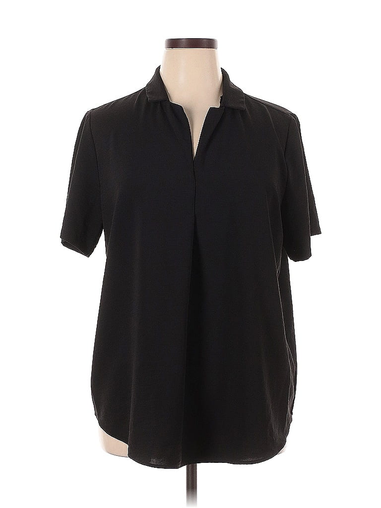 Hilary Radley 100% Polyester Black Short Sleeve Blouse Size XL - photo 1