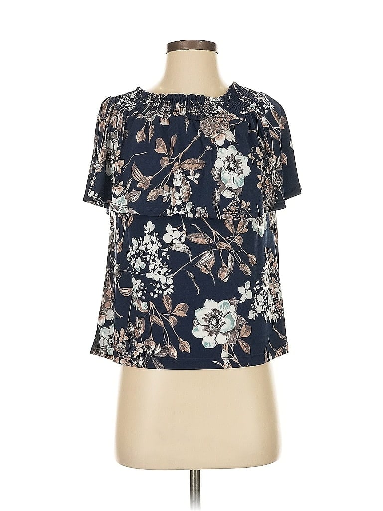 Veronica M. Blue Short Sleeve Blouse Size XS - photo 1
