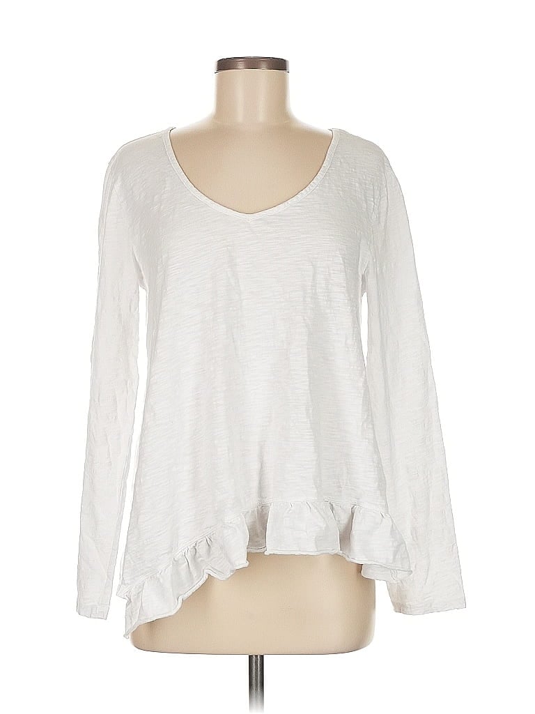 Dylan 100% Cotton White Long Sleeve Top Size M - photo 1