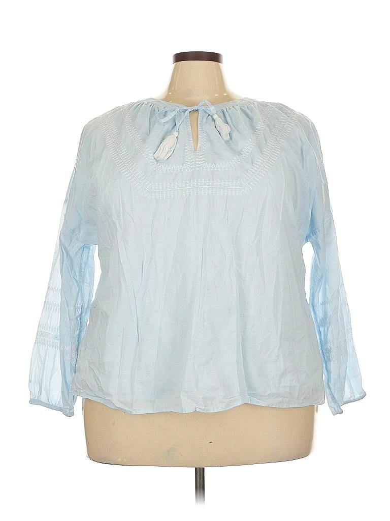 Pre-owned Style & Co 3/4 Sleeve Blouse In Blue