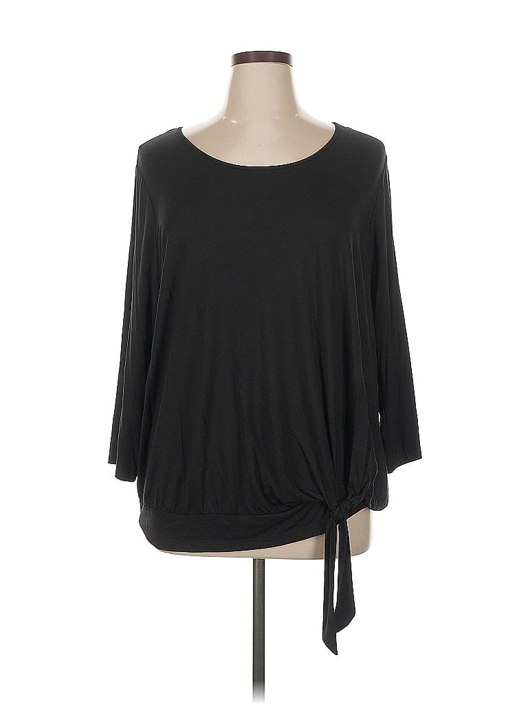 Susan Graver Solid Black 3/4 Sleeve Top Size 1X - photo 1