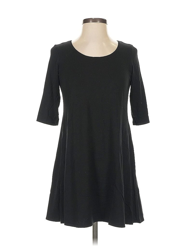 Pre-owned Eileen Fisher Short Sleeve Top Black Scoop Neck Tops
