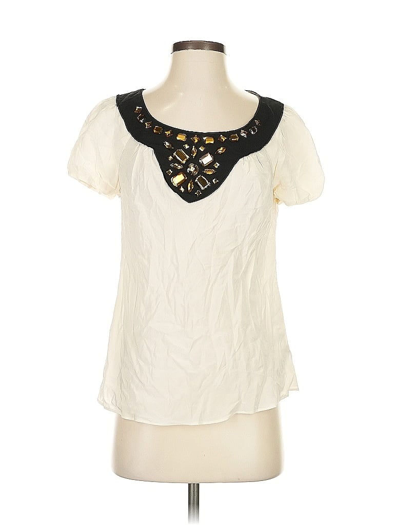 Pre-owned Banana Republic Short Sleeve Blouse In White