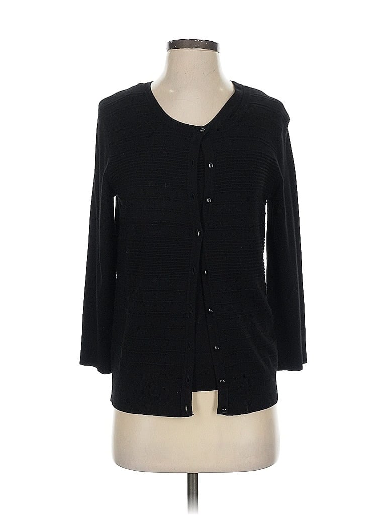 Pre-owned Cable & Gauge Cardigan Sweater In Black