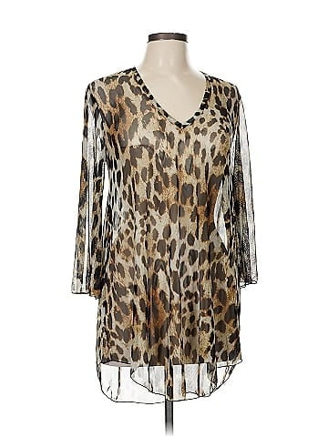 Jordan Taylor Tan Leopard Print Sheer Blouse (view 1)