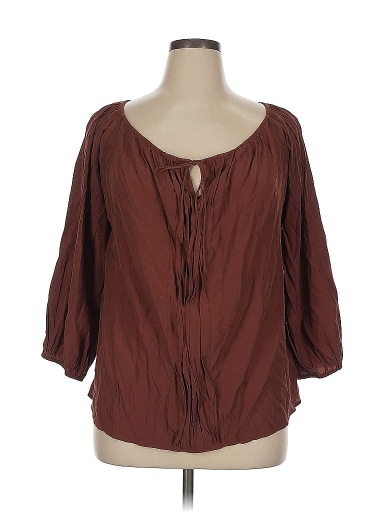Eva Mendes by New York & Company Brown 3/4 Sleeve Blouse Size XL - photo 1