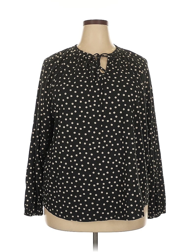 Pre-owned Chaps Long Sleeve Blouse In Black