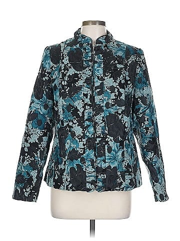 TanJay Black Floral Long Sleeve Tapestry Jacket (view 1)