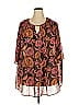 Roaman's 100% Polyester Brown 3/4 Sleeve Blouse Size 18 - photo 1