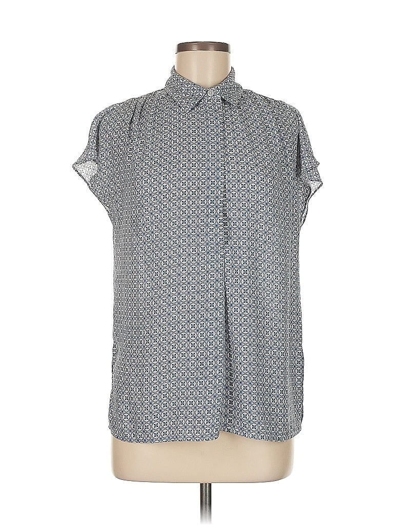 Pre-owned Max Studio Short Sleeve Blouse In Gray