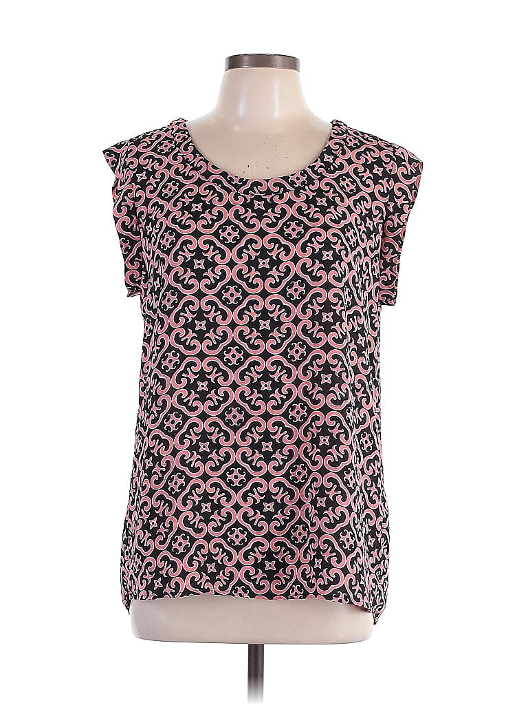 Pleione 100% Polyester Pink Short Sleeve Top Size L - photo 1