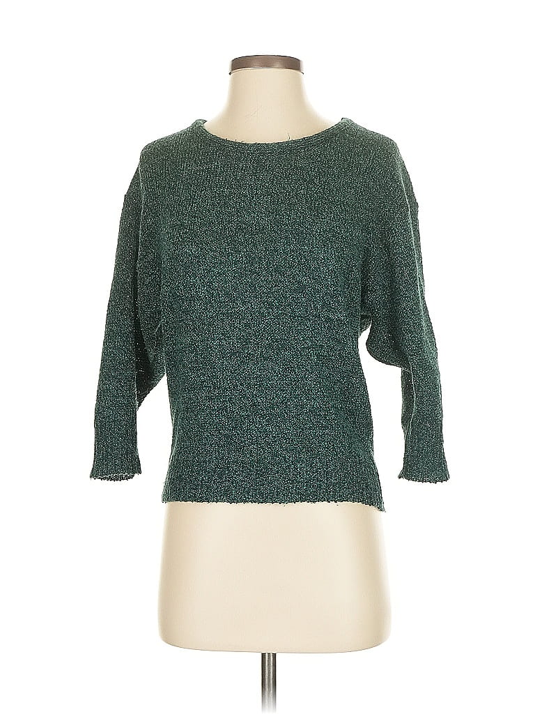 Pre-owned Sparkle & Fade 3/4 Sleeve Top Green Boatneck Tops