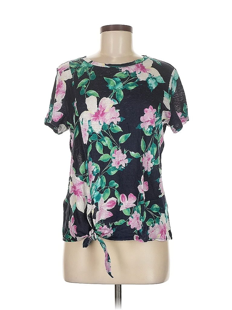 Pre-owned Jjill Short Sleeve Blouse In Black