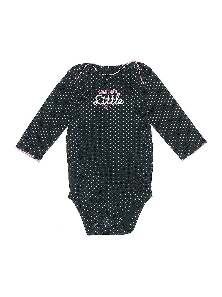 Just One You Made by Carter's 100% Cotton Polka Dots Black Long Sleeve Onesie 3-6 MO / 6 MO - photo 1