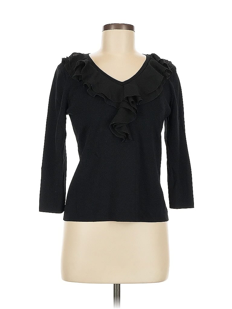 Pre-owned Cable & Gauge Cardigan Sweater In Black