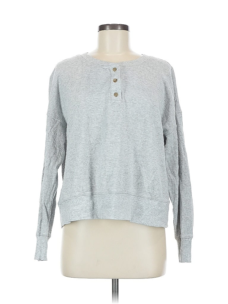 Lou & Grey Gray Long Sleeve Henley Size M - photo 1