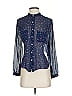 Mara Hoffman 100% Silk Stars Blue Long Sleeve Silk Top Size 0 - photo 1
