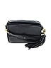 Black leather crossbody bag with tassel detail