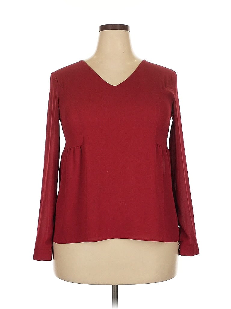 Pre-owned Olive & Oak Long Sleeve Blouse In Burgundy
