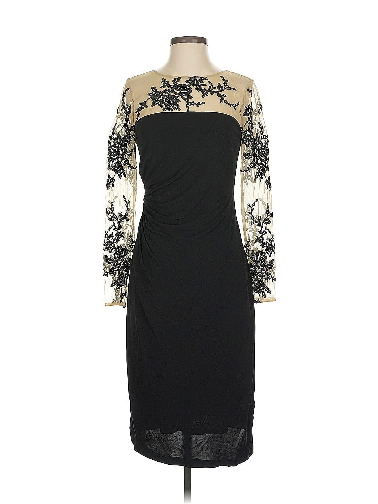 David Meister 100% Rayon Graphic Black Cocktail Dress Size 4 - photo 1