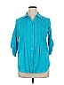Woman Within 100% Cotton Teal 3/4 Sleeve Button-Down Shirt Size 14 - photo 1