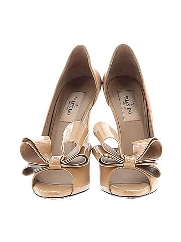 Valentino Garavani Patent Leather Bow Peep Toe Pumps (view 2)