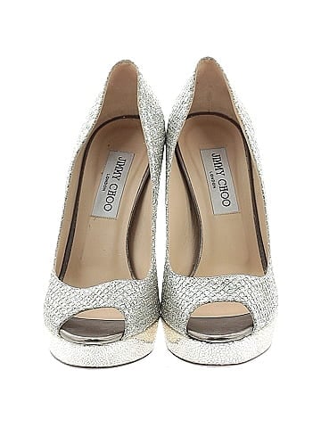Jimmy Choo Glitter Accent Peep Toe Pumps (view 2)