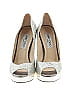 Jimmy Choo Metallic Silver Gold Glitter Accent Peep Toe Pumps Size EU 38 - photo 2