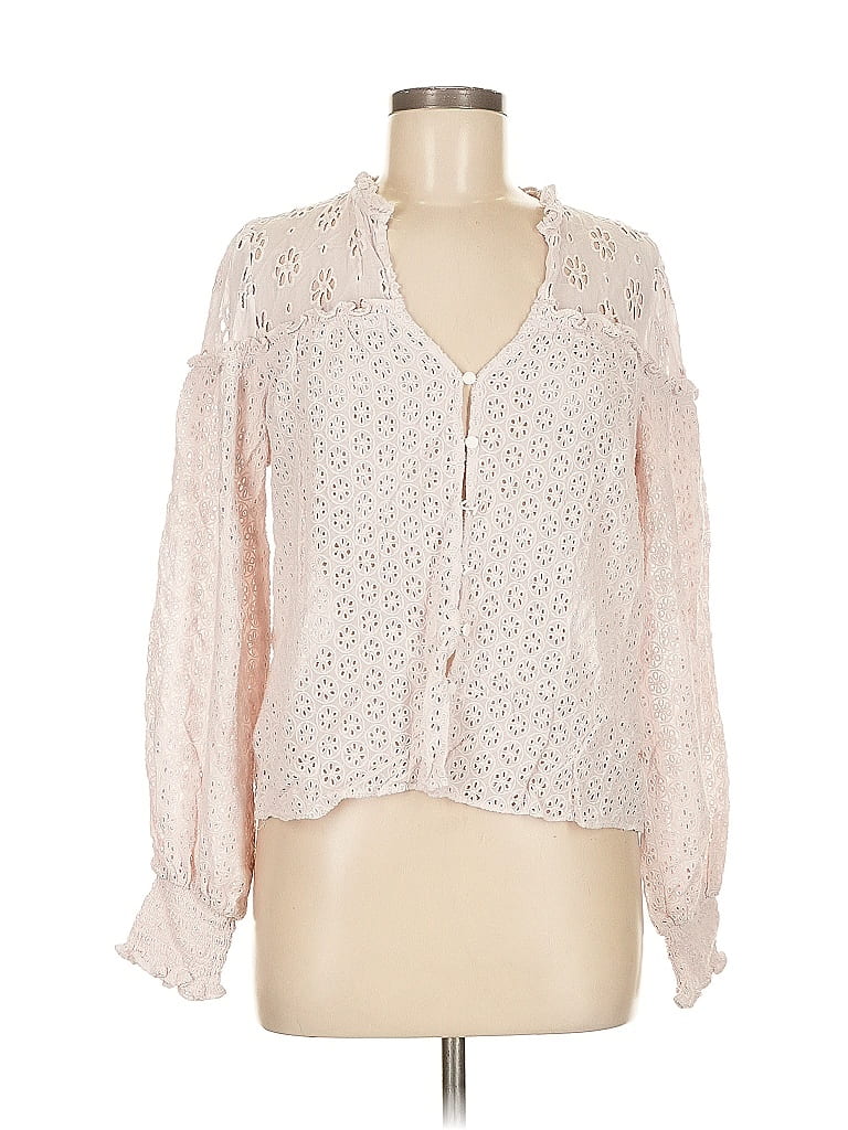 Saylor 100% Cotton Pink Long Sleeve Blouse Size M - photo 1
