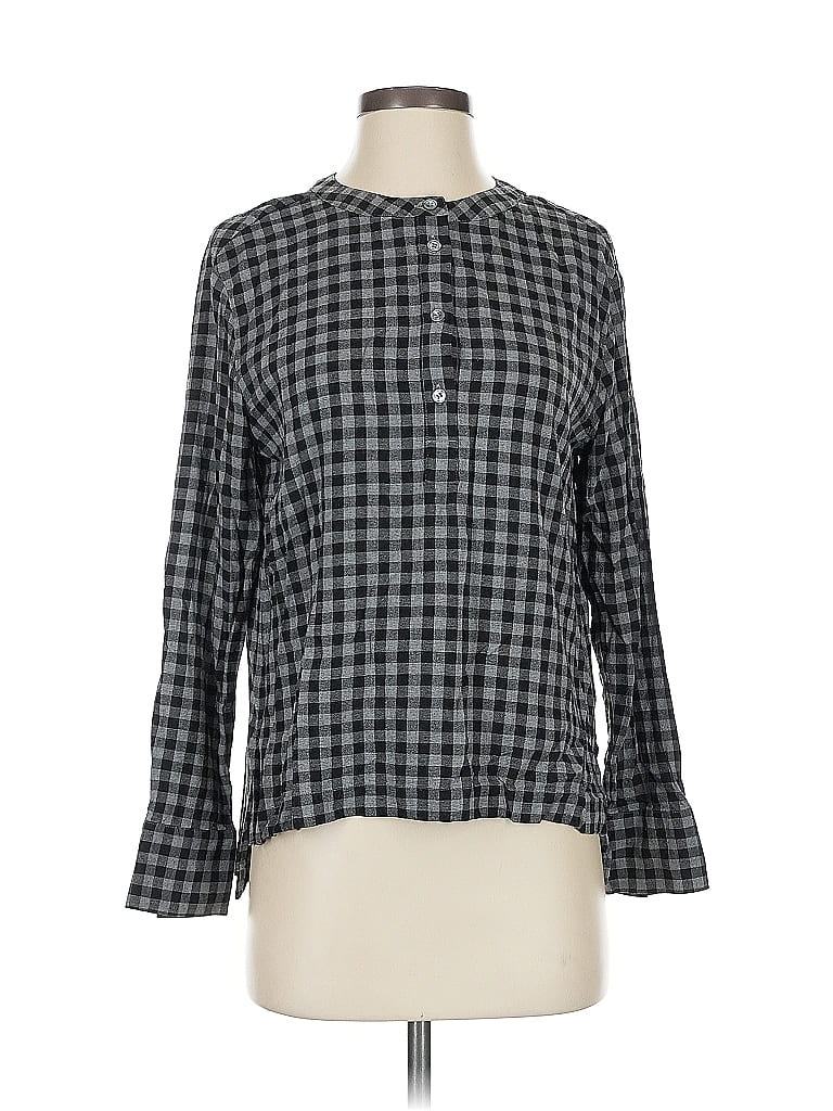 Pre-owned Theory Long Sleeve Blouse In Gray