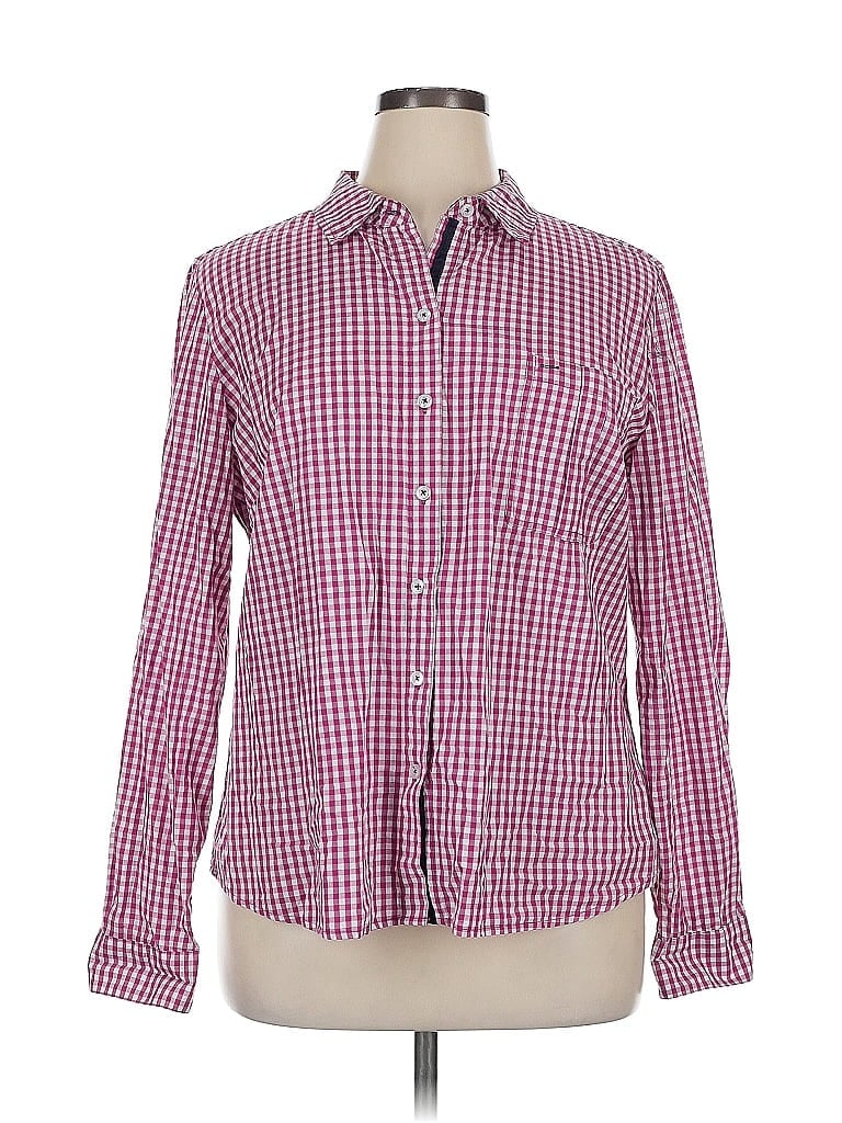 New Nexx York 100% Cotton Checkered-gingham Pink Long Sleeve Button-Down Shirt Size XL - photo 1