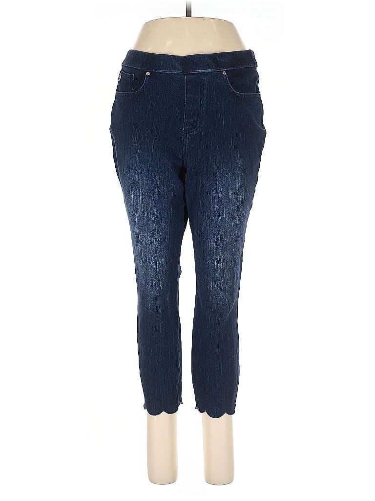Belle By Kim Gravel Chevron-herringbone Blue Jeggings Size 10 - photo 1