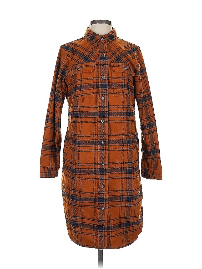 Duluth Trading Co. Plaid Brown Casual Dress Size S - photo 1