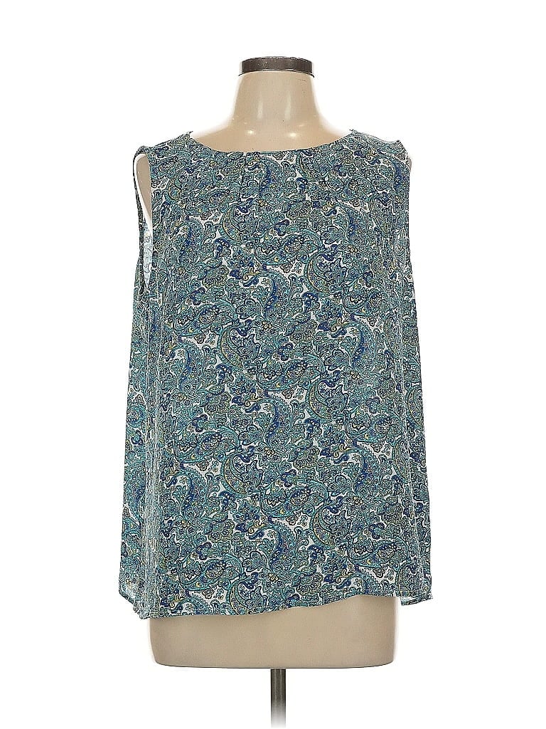 Talbots Outlet 100% Polyester Teal Sleeveless Blouse Size L - photo 1