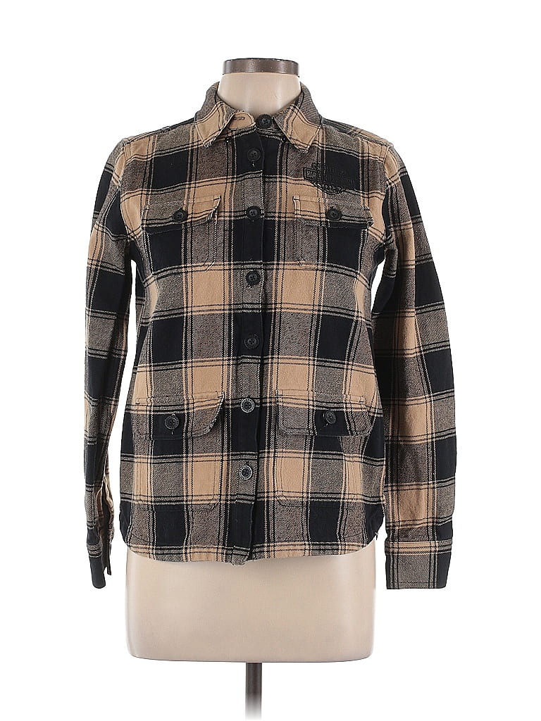 Harley Davidson 100% Cotton Brown Black Long Sleeve Button-Down Shirt Size L - photo 1