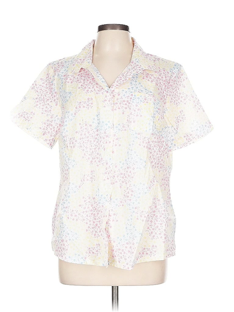 Pre-owned Karen Scott Short Sleeve Blouse In White