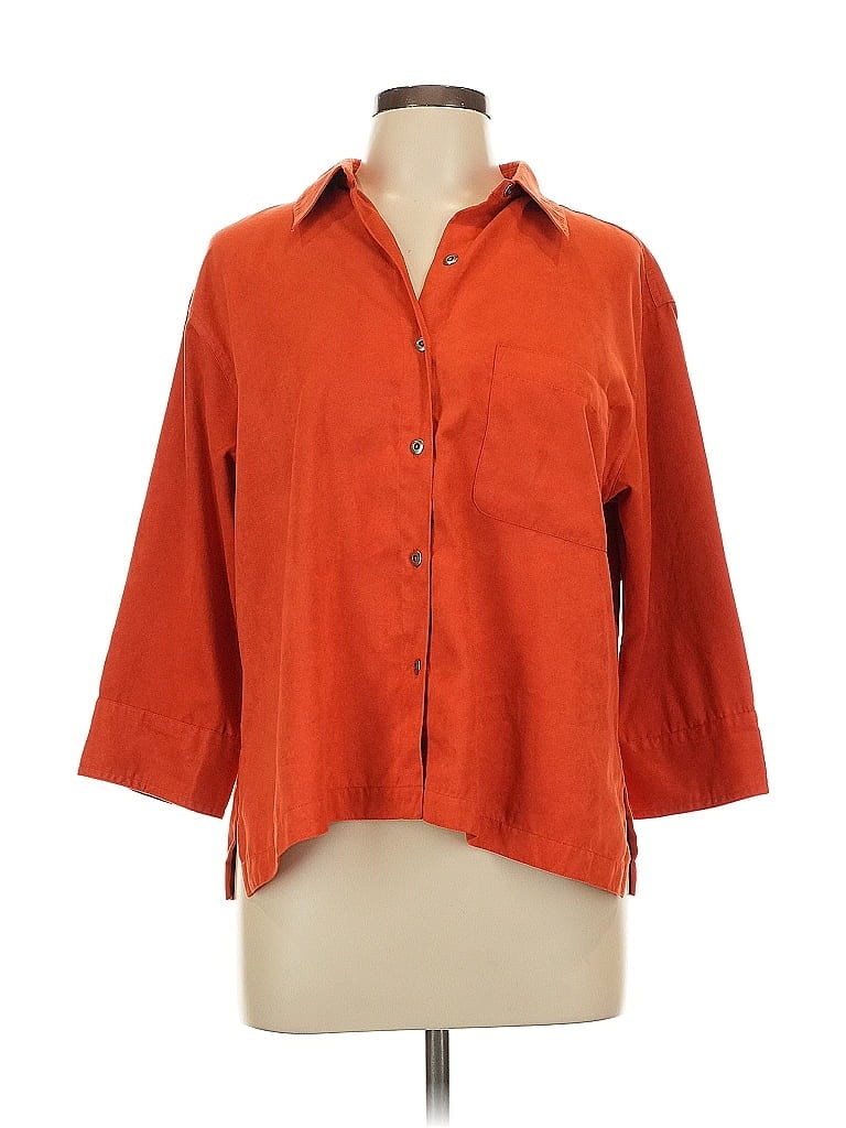 Chico's Design 100% Polyester Orange 3/4 Sleeve Blouse Size L - photo 1