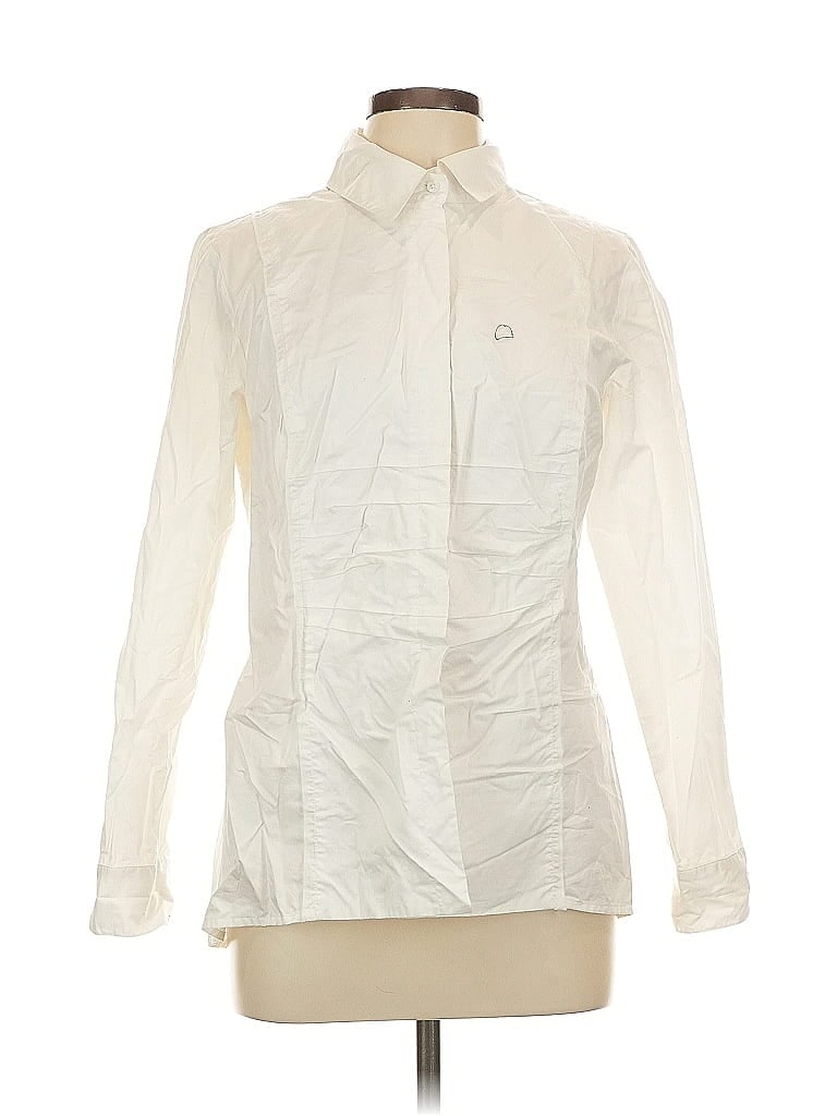 Pre-owned Cabi Long Sleeve Blouse In White