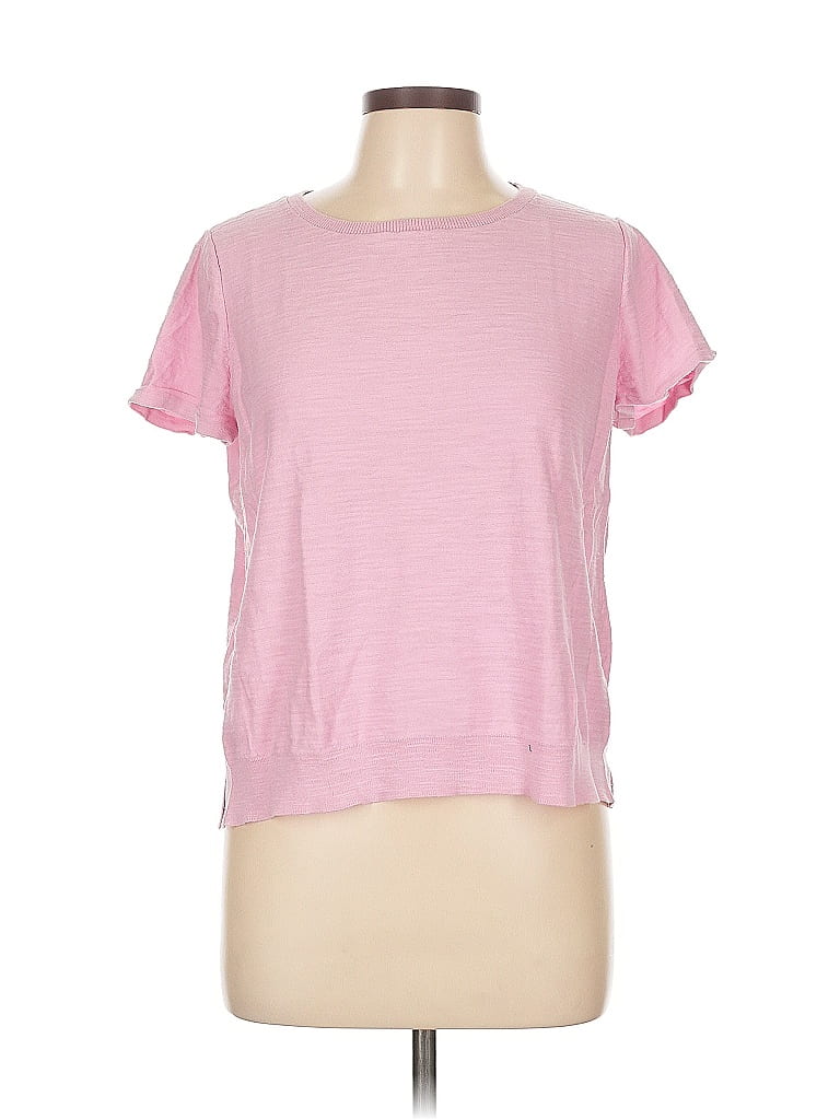 Ann Taylor LOFT Outlet 100% Cotton Pink Short Sleeve T-Shirt Size L - photo 1