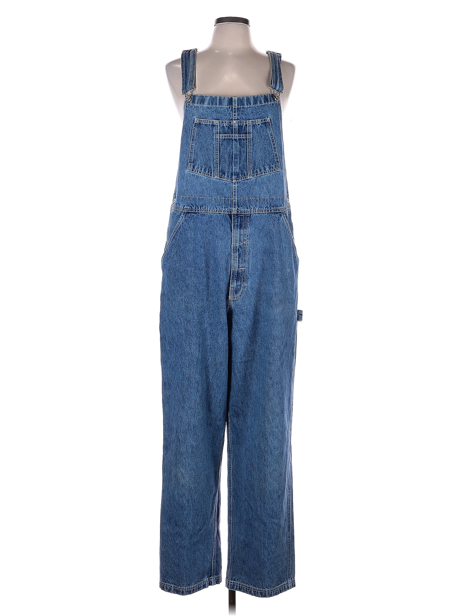 Arizona Jean Company 100% Cotton Blue Blue Cotton Overalls with Pockets Size L