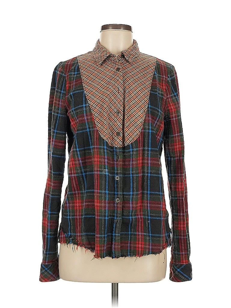 We the Free 100% Cotton Tweed Brown Long Sleeve Blouse Size M - photo 1