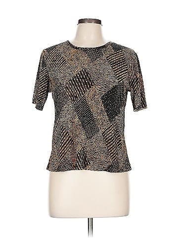 Plisse Tan Leopard Print 3/4 Sleeve Top (view 1)