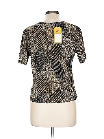 Plisse Tan Leopard Print 3/4 Sleeve Top (view 2)