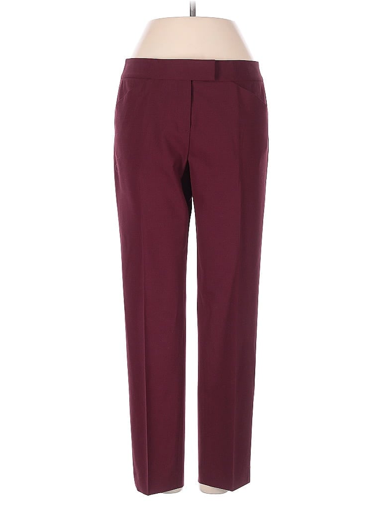 Pre-owned Lafayette 148 Wool Pants In Burgundy
