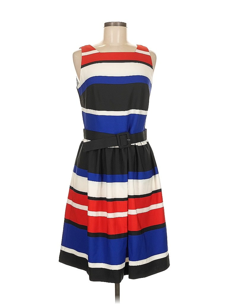 W by Worth Stripes Blue Casual Dress Size 6 - photo 1