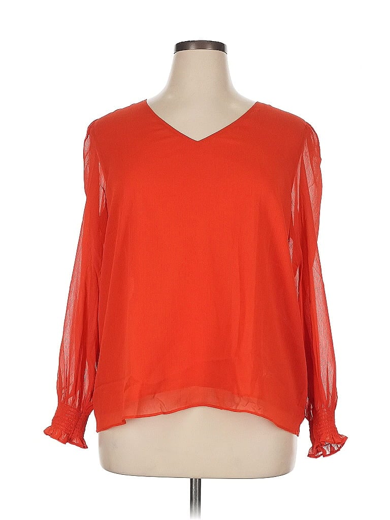 Pre-owned Ann Taylor Loft Outlet Long Sleeve Blouse In Orange