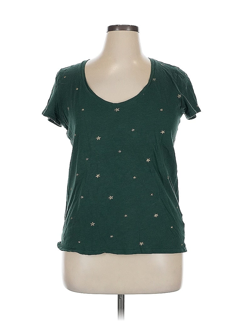 Victoria's Secret Pink 100% Cotton Stars Green Short Sleeve Top Size L - photo 1