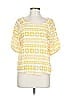 Ann Taylor LOFT Outlet 100% Rayon Stripes Yellow Short Sleeve Blouse Size L - photo 1