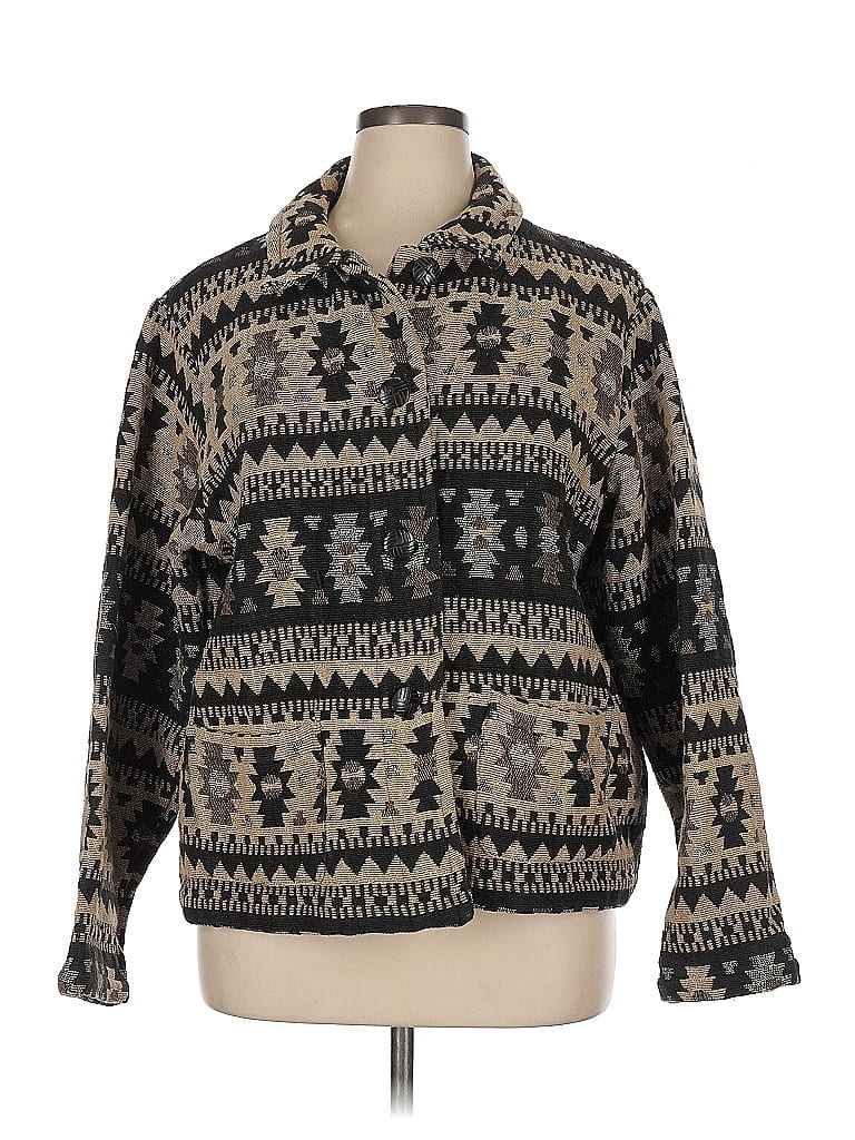 Chico's Design 100% Cotton Print Gold Jacket Size XL (3) - photo 1