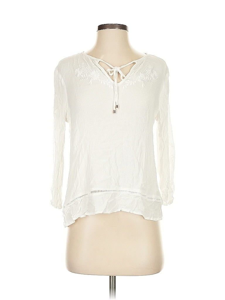 Pre-owned Ella Moss 3/4 Sleeve Blouse In White